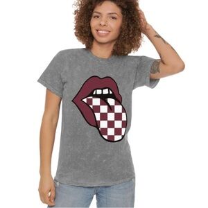 Gameday Graduate Maroon/White Retro Tongue Tee in Mineral Gray Size Medium